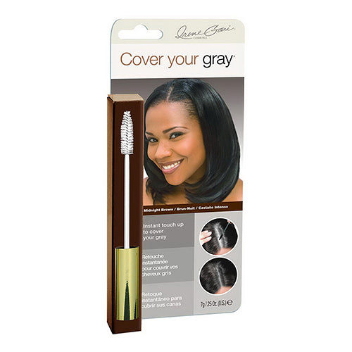 Cover Your Gray Brush In Wand Midnight Brown for Temporary Gray Hair Coverage 0.25Oz (7g)